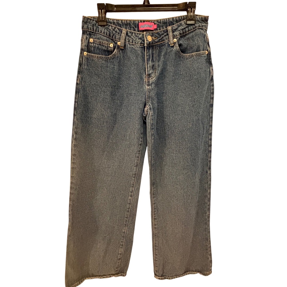 Edikted Womens Medium Wash High Rise Straight Leg Denim Jeans Blue Size M